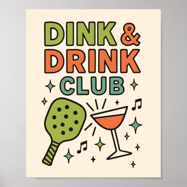 Affiche Dink and Drink Club – Funny Pickleball Party (Devant)