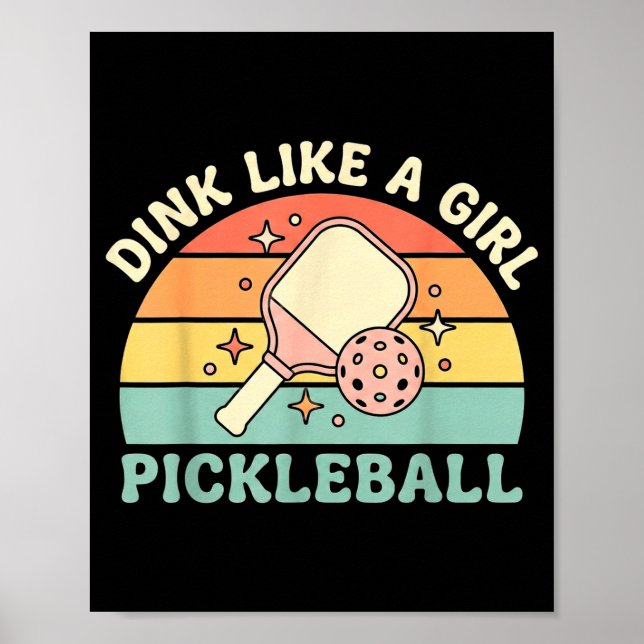 Affiche Dink comme une fille mignon pickleball rétro fémin (Devant)