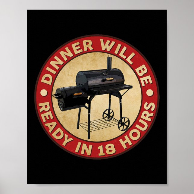 Affiche Dinne Sera Prêt Dans 18 Heures Hommes Viande Fumeu (Devant)