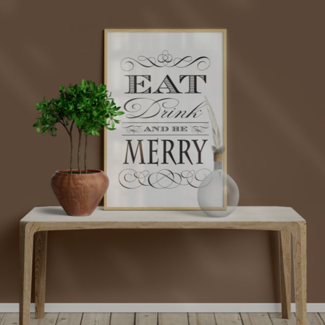 Affiche Dinner Party Kitchen Dining Room Eat Drink Merry (Créateur téléchargé)