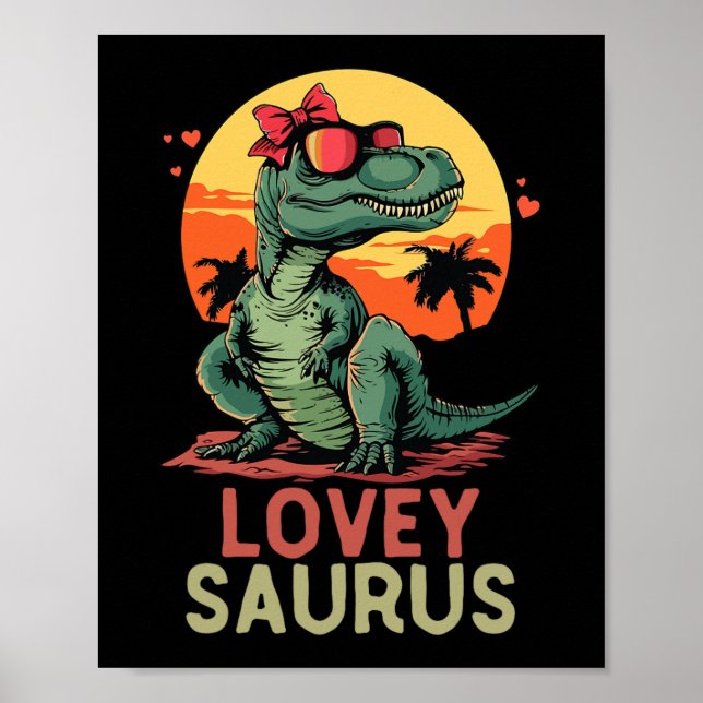 Affiche Dino Dinosaur Lovey-saurus T-rex Funny Trex (Devant)