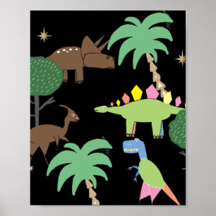 Affiche Dino Dinosaur Nuit Dans Jurrasic Park Art Kids
