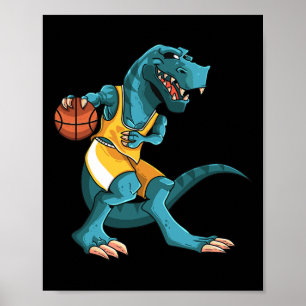 Affiche Dino drôle jouant Sketll Amoureux de T-rex Joueur