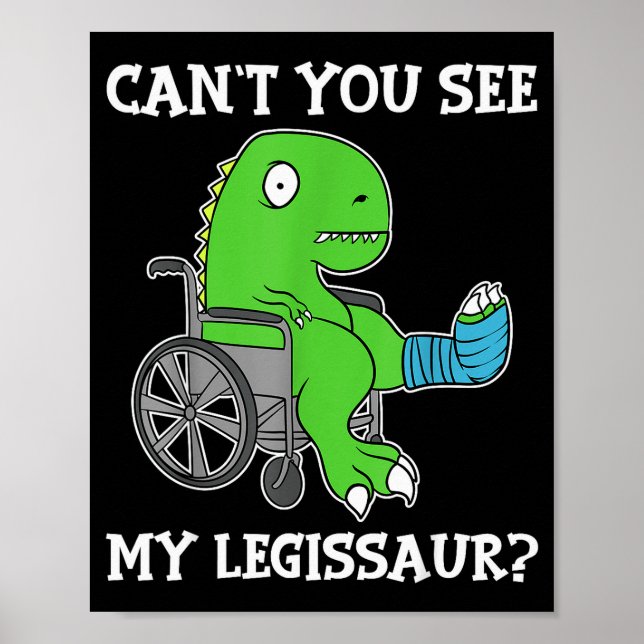 Affiche Dino Funny Get Well Broken Leg Gift Dinosaur With  (Devant)