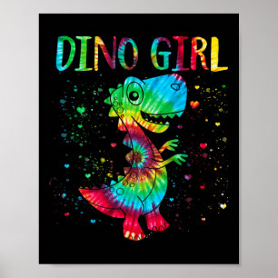 Affiche Dino Girl Dinosaur Lover Tie Dye Cute T-rex Hallow