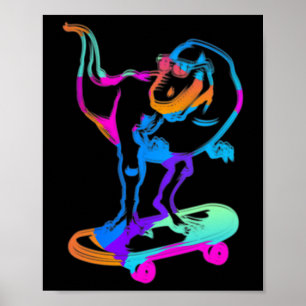 Affiche Dino Planche à Roulettes Patineur Drôle Planche à 