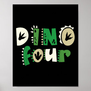 Affiche Dino Quatre Anniversaire Dinosaur 4e Anniversaire