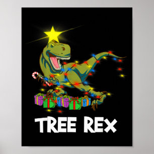 Affiche Dino Rex drôle de Noël Arbre Hommes Femmes Enfants