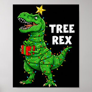Affiche Dino Rex drôle de sapin de Noël dinosaure Santa xm