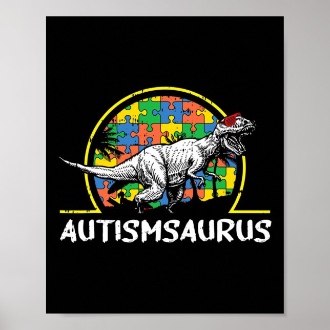 Affiche Dino-saur Cadeaux De Sensibilisation sur l'autisme (Devant)