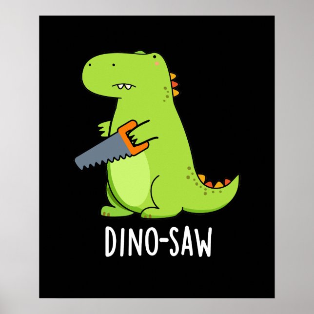 Affiche Dino-scie Funny Dinosaur Outil jeu de mots Dark BG (Devant)