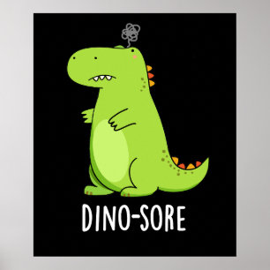 Affiche Dino-sore Funny Irritated Dinosaur Pun Dark BG