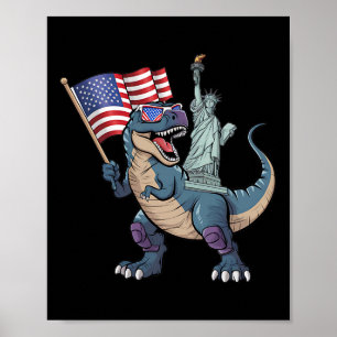 Affiche Dino Statue De La Liberté 4 juillet Drôle Garçons 