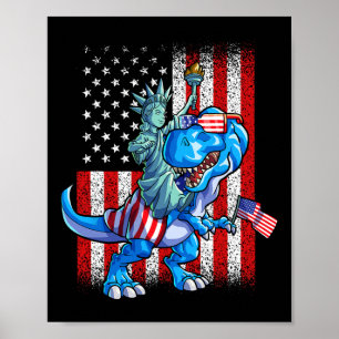 Affiche Dino Statue de la Liberté T-shirt 4 juillet garçon