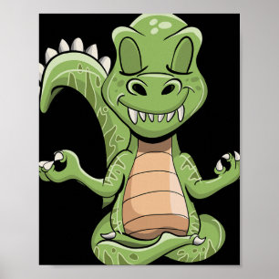 Affiche Dino Yoga Dinosaure Dragon Méditation T-rex Yogasa