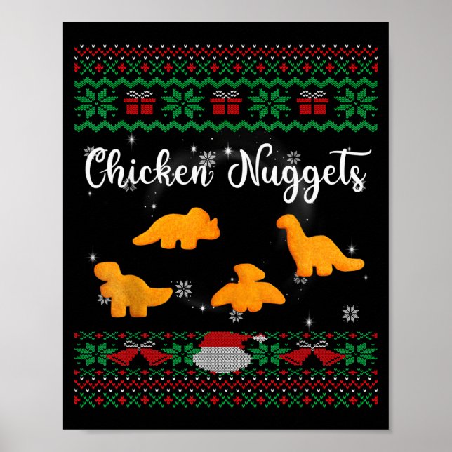 Affiche Dinos Chicken Nuggets Ugly Christmas Sweater Funny (Devant)