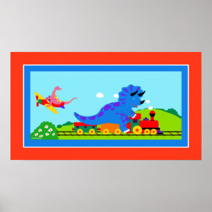 Affiche Dinos, Trains et Avions