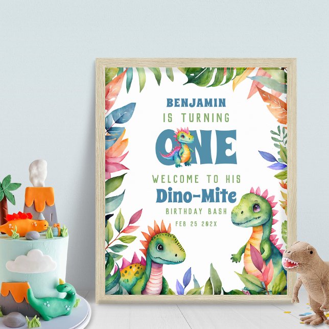 Affiche Dinosaur 1er anniversaire Boy Tropical Welcome Par (Créateur téléchargé)