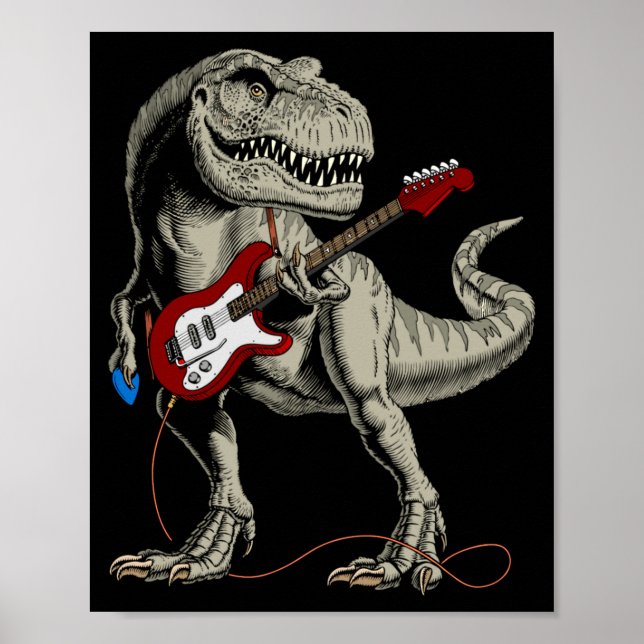 Affiche Dinosaur Acoustic Electric B Guitar Player  (Devant)
