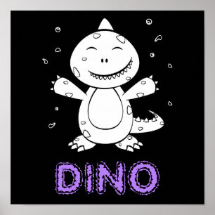 Affiche Dinosaur - Animal d'art esquissé en noir et blanc