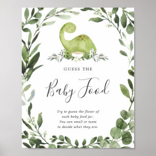 Affiche Dinosaur Baby shower Devinez Le Panneau Alimentair