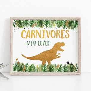 Affiche Dinosaur Carnivores Birthday Food Sign