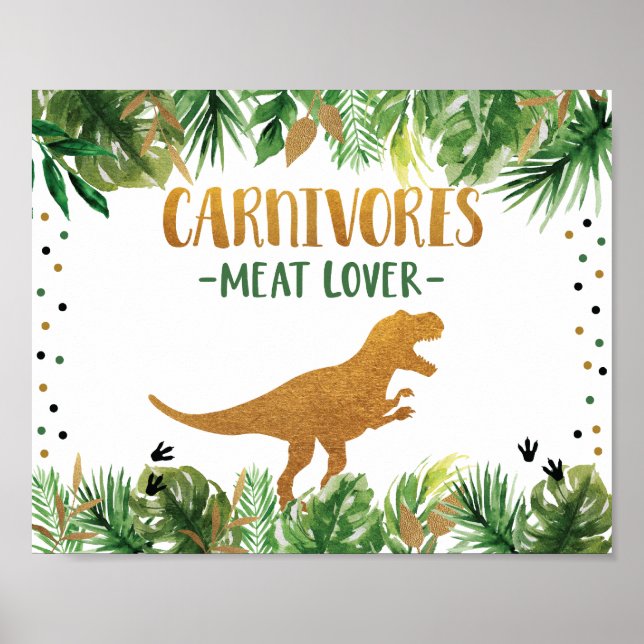 Affiche Dinosaur Carnivores Panneau de la table d'alimenta (Devant)