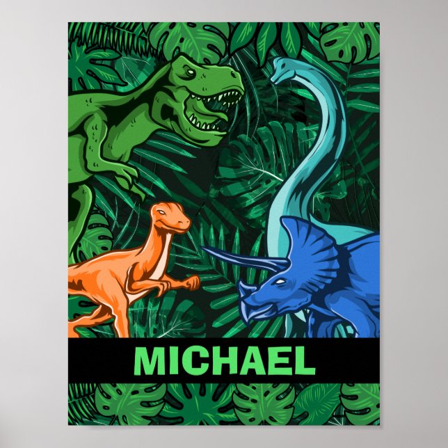 Affiche Dinosaur Enfants Dino Jurassic Trex Boy Personnali (Devant)