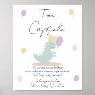 Affiche Dinosaur Fille rose Anniversaire heure de fête Cap