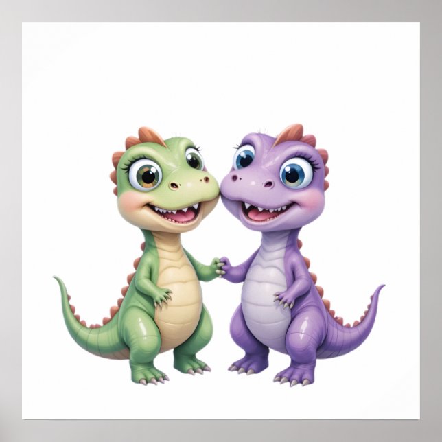 Affiche Dinosaur Friends - Pépinière Wall Art Set pour béb (Devant)