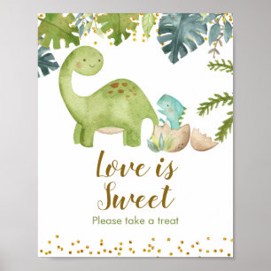 Affiche Dinosaur Garçon Aquarelle L'amour est doux signe