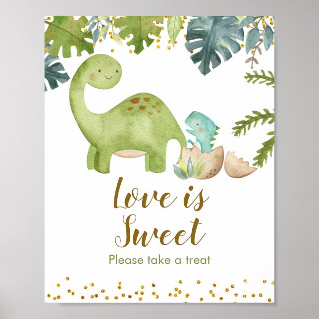 Affiche Dinosaur Garçon Aquarelle L'amour est doux signe (Devant)