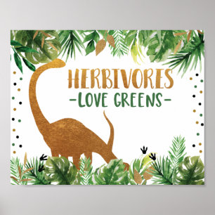 Affiche Dinosaur Herbivores Panneau de la table d'alimenta