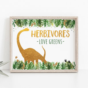 Affiche Dinosaur Herbivores Panneau de la table d'alimenta
