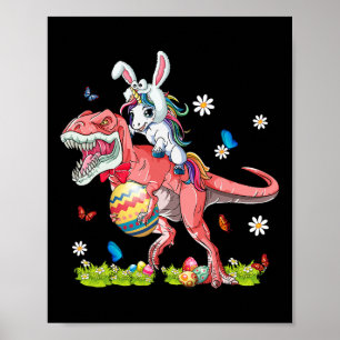 Affiche Dinosaur Jour de Pâques Unicorne équitation T-rex 