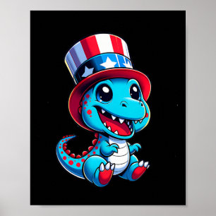 Affiche Dinosaur Joyeux 4 juillet Fête de l'Indépendance H
