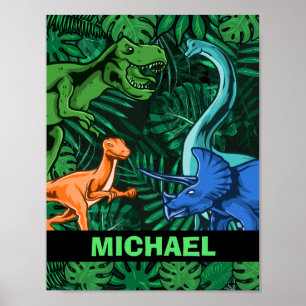 Affiche Dinosaur Kids Dino Jurassic Trex Boy Customizable