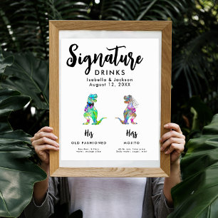 Affiche Dinosaur Mariage Mariée et signature de chambre Bo
