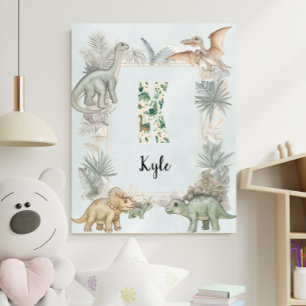 Affiche Dinosaur Nom Personnalisé Monogramme K Crèche