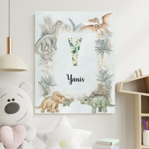 Affiche Dinosaur Nom Personnalisé Monogramme Y Crèche