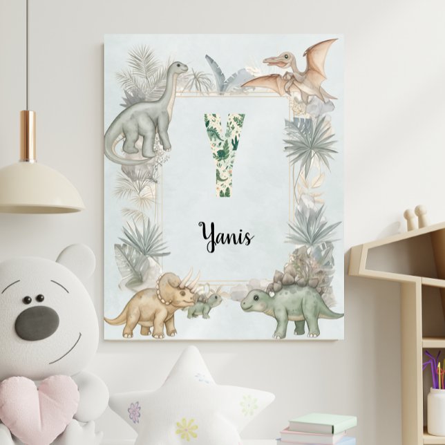 Affiche Dinosaur Nom Personnalisé Monogramme Y Crèche (Créateur téléchargé)