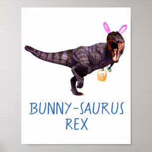 Affiche Dinosaur Pâques Lapin T Rex Tyrannosaurus Drôle T