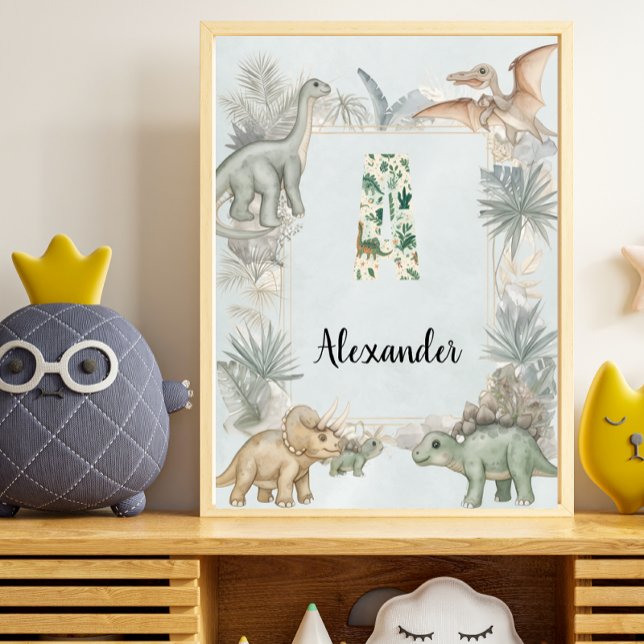 Affiche Dinosaur Personalized Name Monogram A Nursery (Créateur téléchargé)