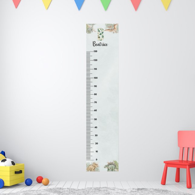 Affiche Dinosaur Personalized Name Monogram B Growth Chart (Créateur téléchargé)