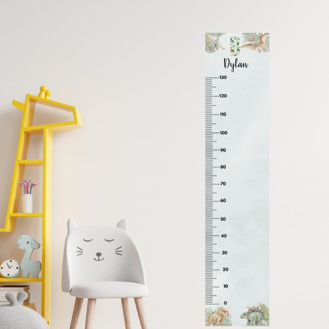 Affiche Dinosaur Personalized Name Monogram D Growth Chart (Créateur téléchargé)