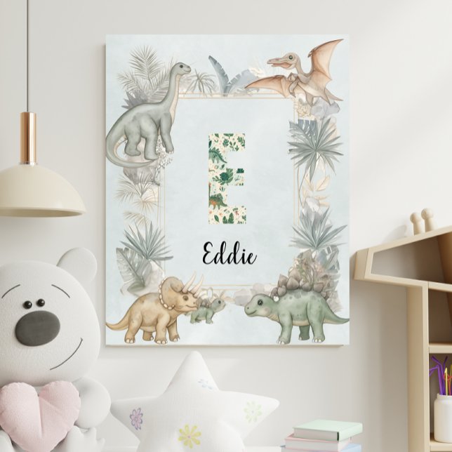 Affiche Dinosaur Personalized Name Monogram E Nursery (Créateur téléchargé)