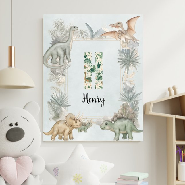 Affiche Dinosaur Personalized Name Monogram H Nursery (Créateur téléchargé)