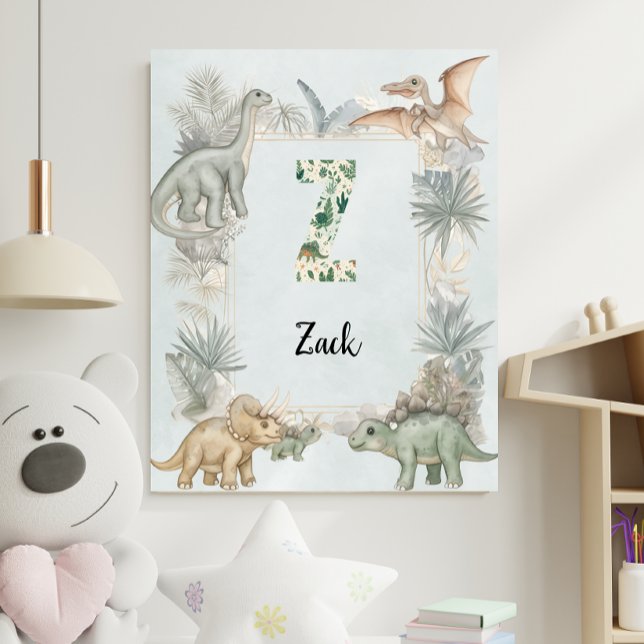 Affiche Dinosaur Personalized Name Monogram Z Nursery (Créateur téléchargé)