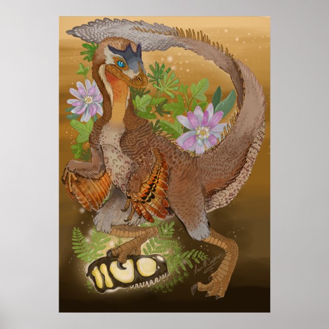 Affiche Dinosaur Raptor Jungle Art (Devant)