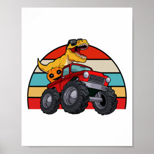 Affiche Dinosaur Riding Monster Truck Lazy Halloween Costu